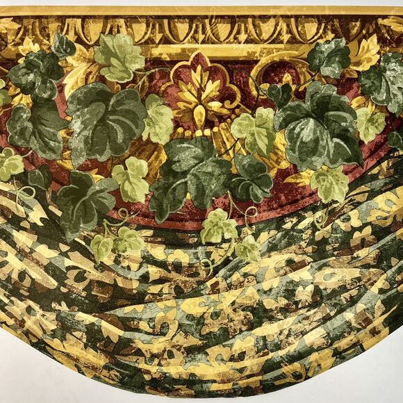 Victorian Gold Ivy Swag Drapery Moulding Burgundy Sculptured Wallpaper Border - Picture 3 of 5
